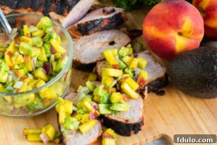 Grilled Pork Tenderloin with Avocado Peach Salsa