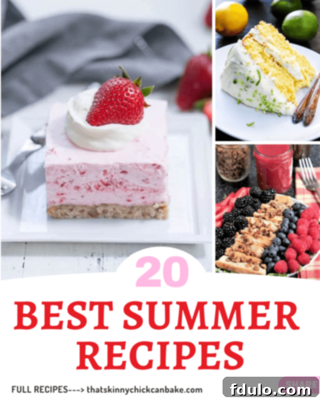 20 Refreshing Summer Recipes 2 A vibrant collage showcasing 20 delicious summer recipes, including fresh salads, grilled dishes, and fruity desserts, set against a backdrop that evokes summer warmth.