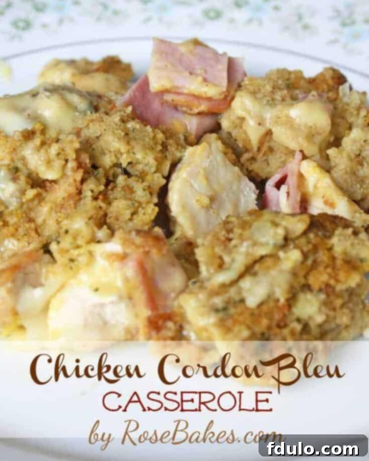 Beloved Chicken Dishes 16 Comforting Chicken Cordon Bleu Casserole, baked to a golden brown perfection with melted cheese.