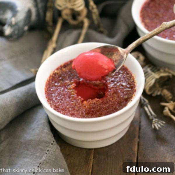 Caramelized Carnage 4 Bloody Crème Brûlée | The classic vanilla custard with burnt sugar topping and a ghoulish twist!