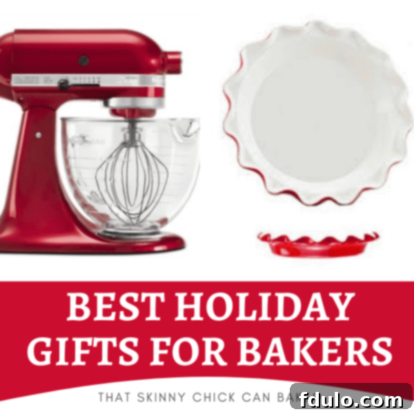 Baker's Holiday Gift Guide collage featuring various baking tools and delicious treats.