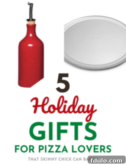 Collage of gifts for pizza lovers, including a pizza stone, cutter, and olive oil carafe.