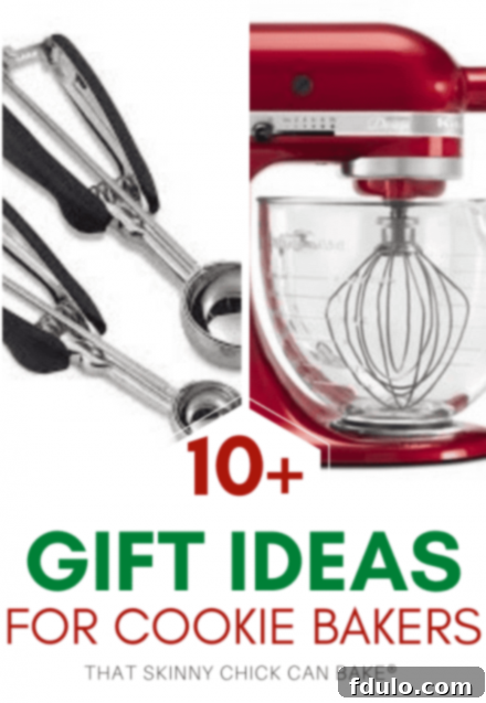 Holiday Gifts for Cookie Bakers collage with various cookie tools and festive treats.