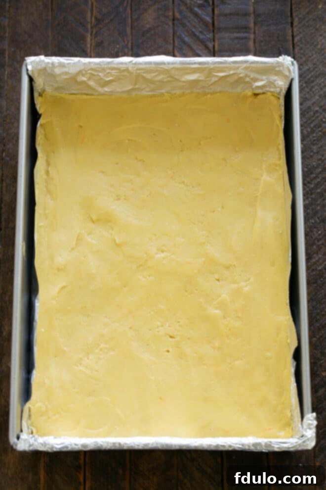 Spread onto bottom of pan.