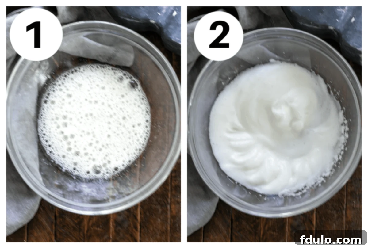 Meringue cookies process shots numbered 1,2.