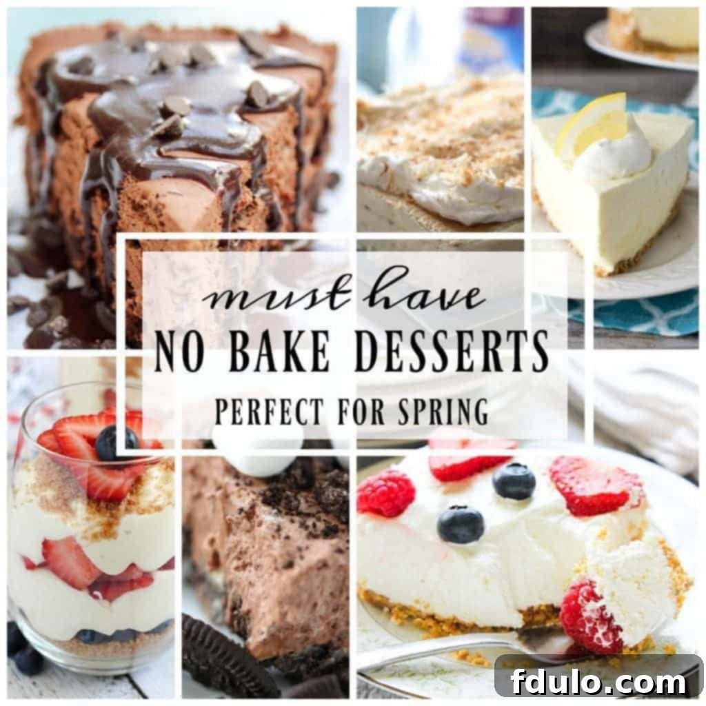 Selection of delicious and easy no-bake desserts perfect for spring and summer.