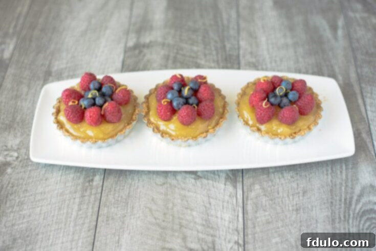 Beautiful No Bake Berry Lemon Tartlets, mini and delicious.