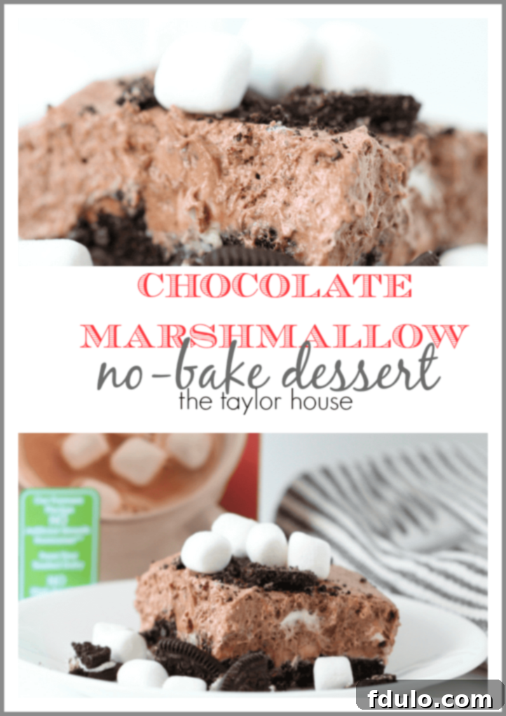 Super easy Chocolate Marshmallow No-Bake Dessert, a chocoholic's dream.