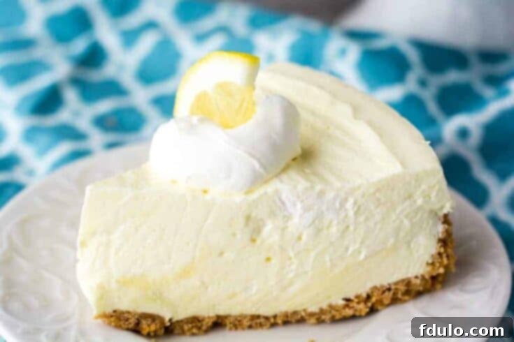 Light and luscious No-Bake Lemon Cheesecake, ideal for a hot day.