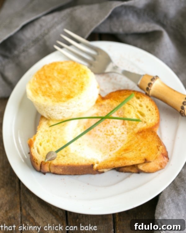 Overhead view of eggs with hats on a white plate.