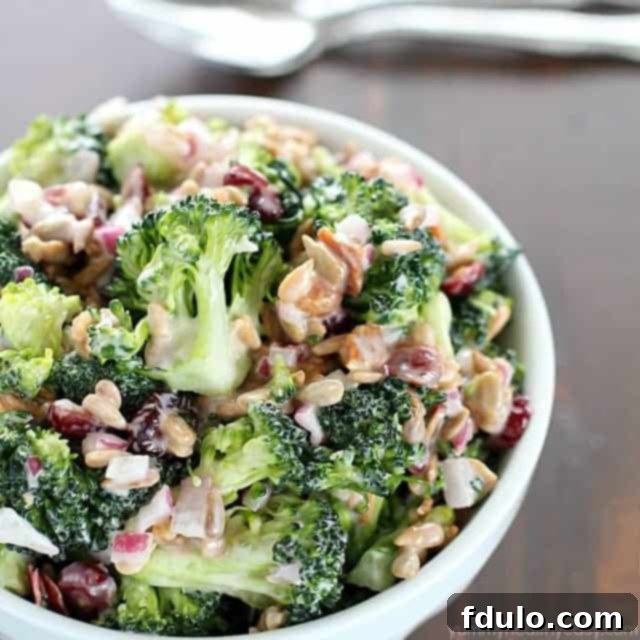 Creamy Broccoli Salad, a classic summer side dish with a rich, creamy dressing.