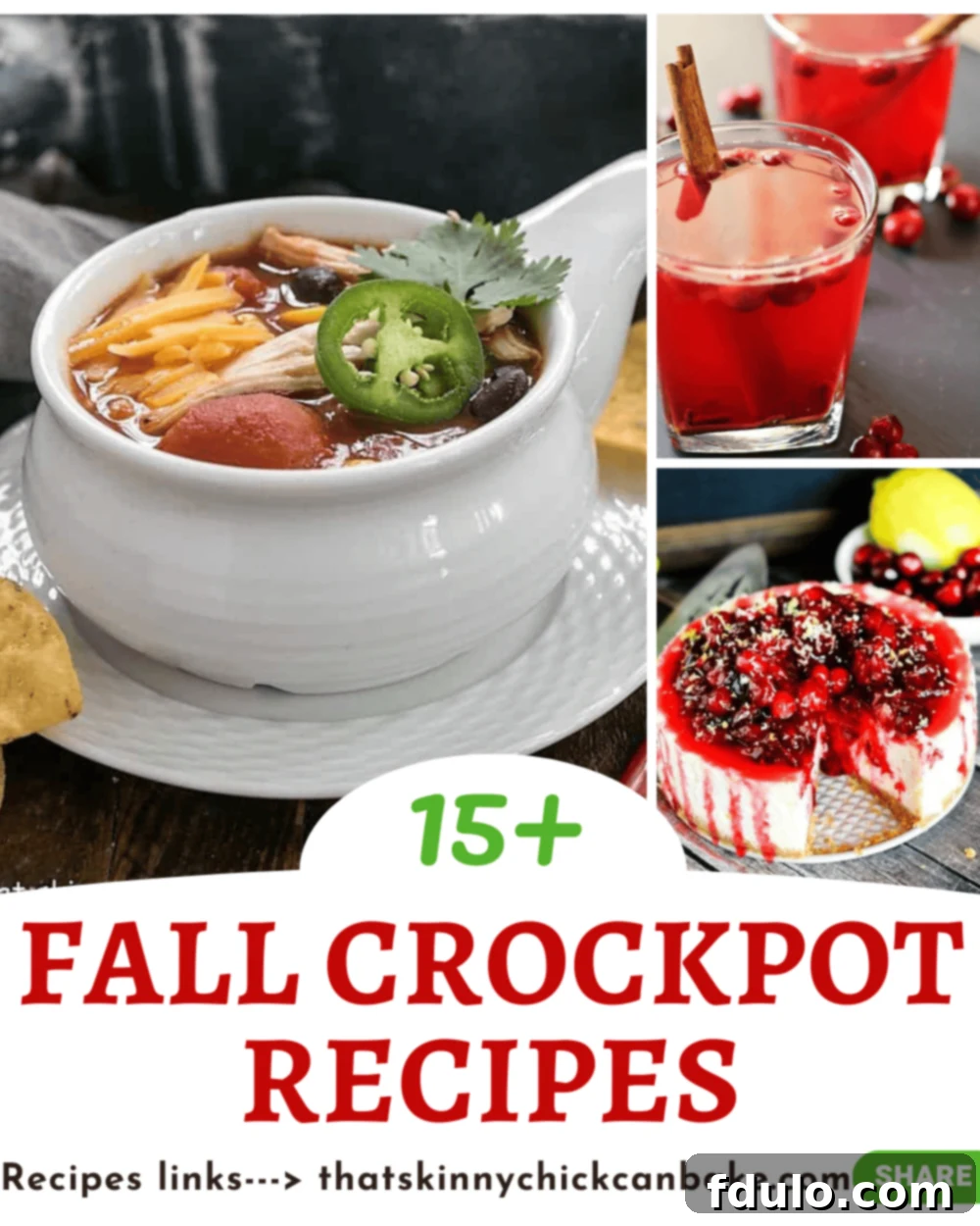 Collage of various fall crockpot recipes, showcasing diverse dishes perfect for autumn.