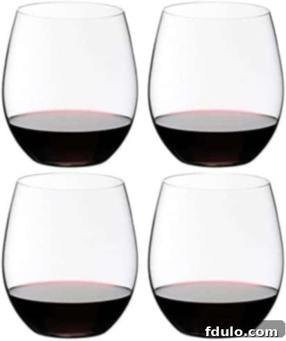 Set of four Riedel Wine Tumblers, specifically for Cabernet/Merlot, offering a modern and practical design