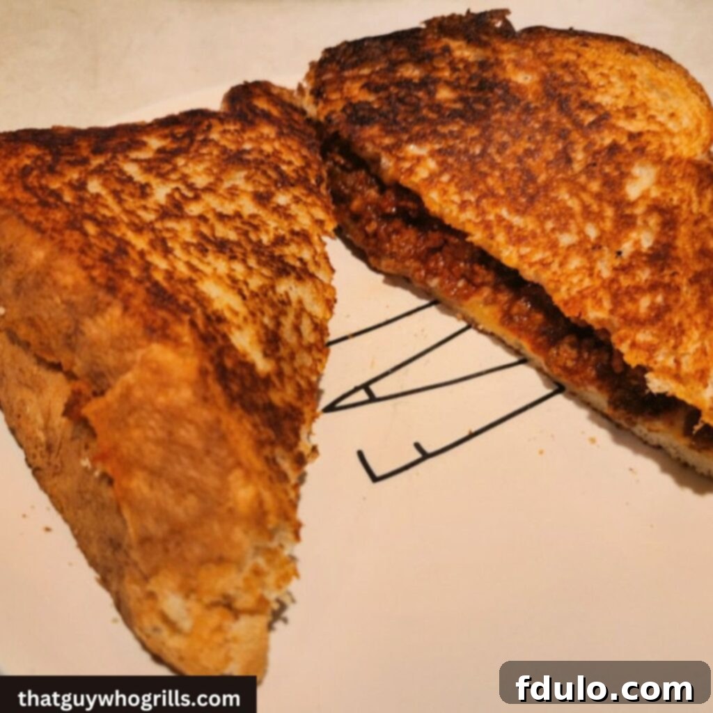 Sloppy Joe Grilled Cheese Sandwiches Served on Plate