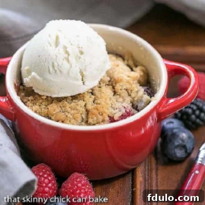 Individual Berry Crisps - A marvelous summer berry treat topped with a brown sugar streusel Individual Berry Crisps - A marvelous summer berry treat topped with a brown sugar streusel