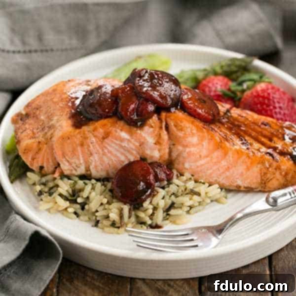 Strawberry Glazed Salmon | Roasted salmon brushed with a tasty, multifaceted strawberry sauce!