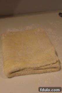 Homemade puff pastry ready for chilling Homemade puff pastry folded and ready to be chilled