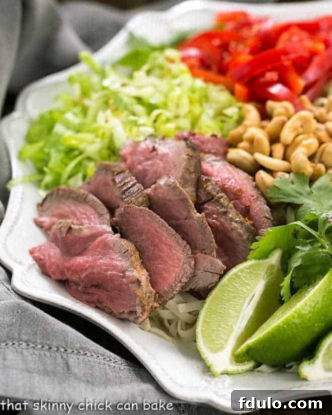 Vietnamese Beef Noodle Bowl on a large white platter.
