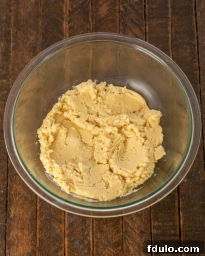 Step 2: Gently adding all-purpose flour, baking soda, and salt to the wet ingredients and mixing until just barely combined, preventing over-mixing.