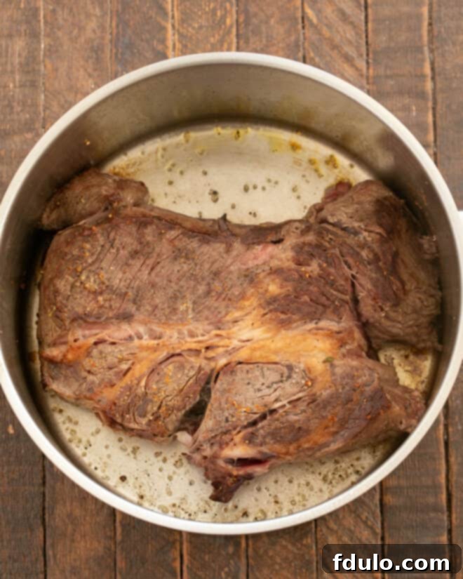 Red Wine Braised Pot Roast with Savory Mushrooms and Ripe Tomatoes 3 How to make pot roast process shot 1.