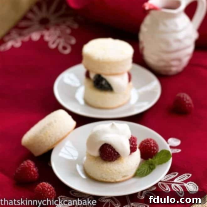 Emeril's Angel Cake Sandwiches with and without tops on white plates