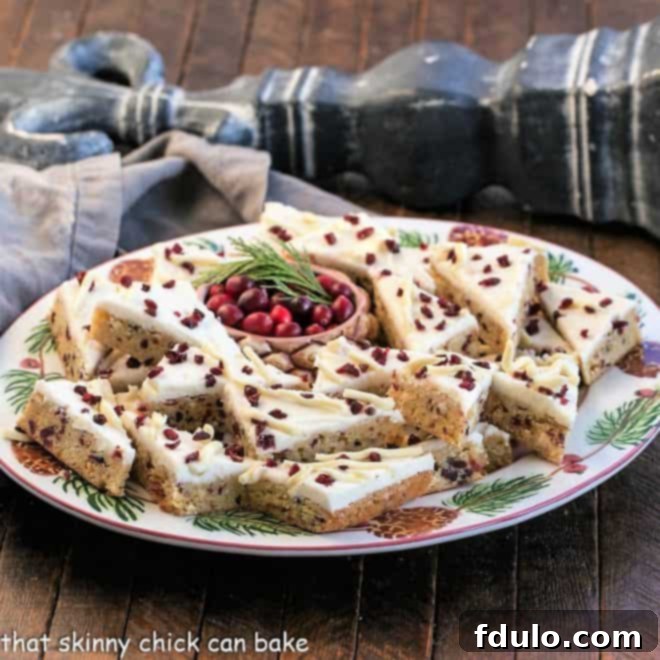 Festive oval tray of copycat cranberry bliss bars