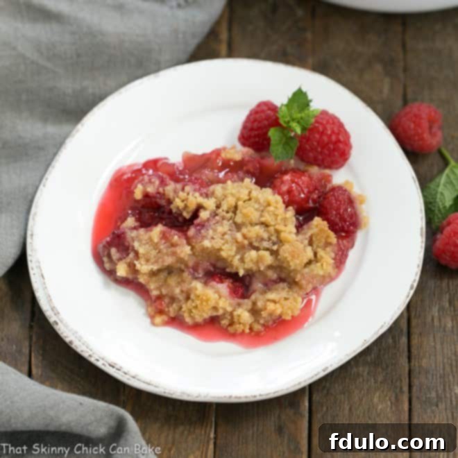 Fresh Raspberry Crisp - A simple berry dessert with a delicious streusel topping.