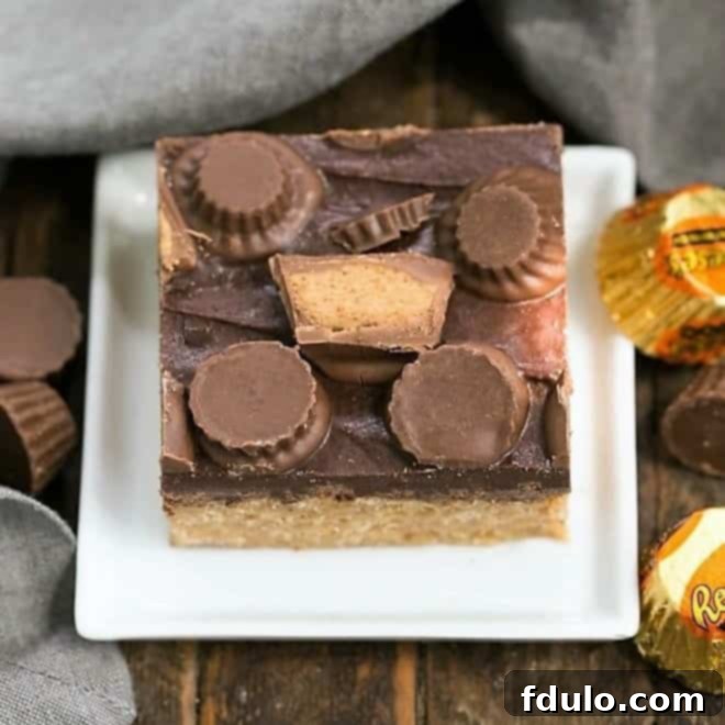 Classic Peanut Butter Rice Krispie Treats - A retro no-bake bar cookie for lovers of the chocolate peanut butter combination!