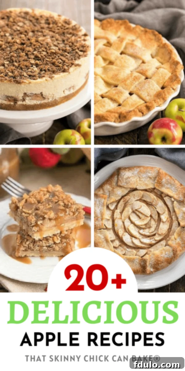 The Best Apple Recipes - favorite apple recipes for any meal and any season from That Skinny Chick Can Bake A vibrant collage showcasing a variety of delicious apple recipes, from sweet pies and tarts to savory dishes, perfect for any season.
