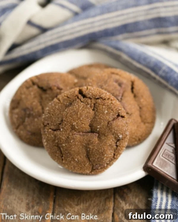 Chocolate Ginger Cookies on a small round white plate