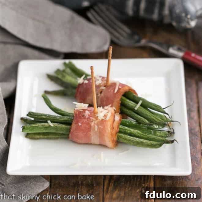 Green Bean and Bacon Bundles tied with a string.