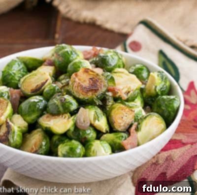 Brussels Sprouts with Bacon, Shallots and Garlic in a pan.