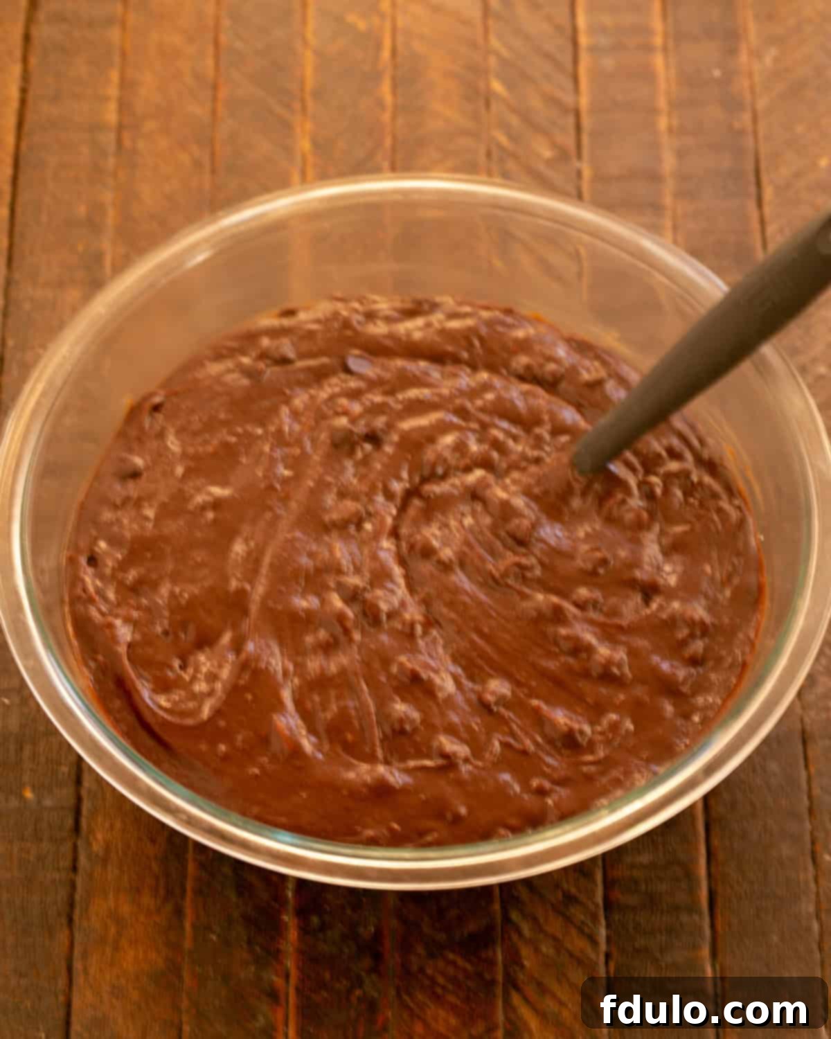 Step 8: Brownie batter in a bowl, just combined.