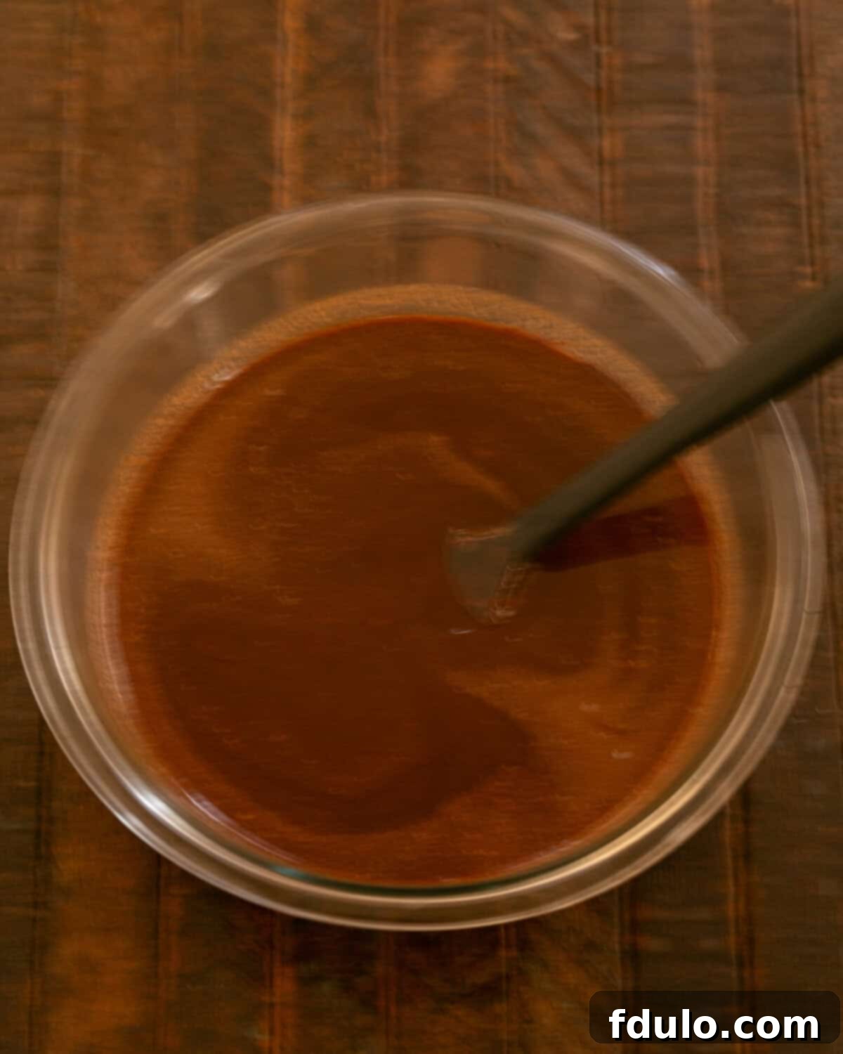 Step 2: Melted chocolate mixture, smooth and glossy.