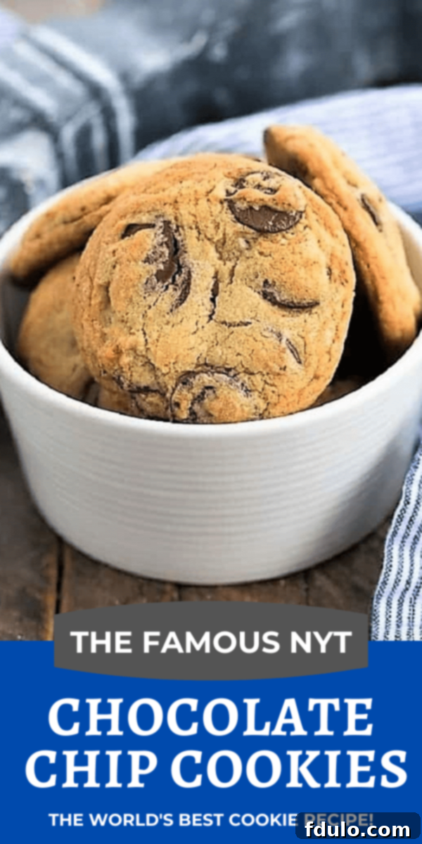 The best chocolate chip cookie recipe photo and text collage featuring close-ups of gooey cookies.
