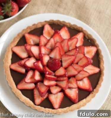 Partially assembled Chocolate Tart, ready for strawberry topping