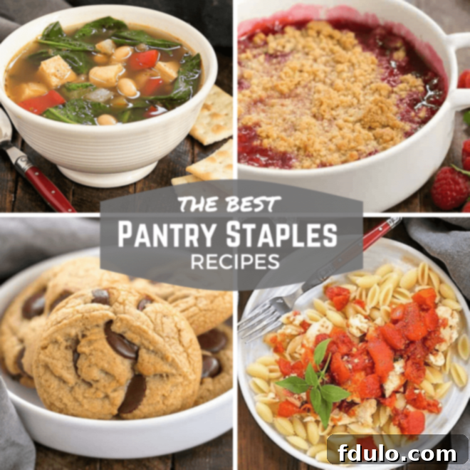 Pantry recipes images and text collage