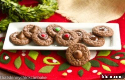 Double Chocolate Thumbprints on a white rectangular tray.