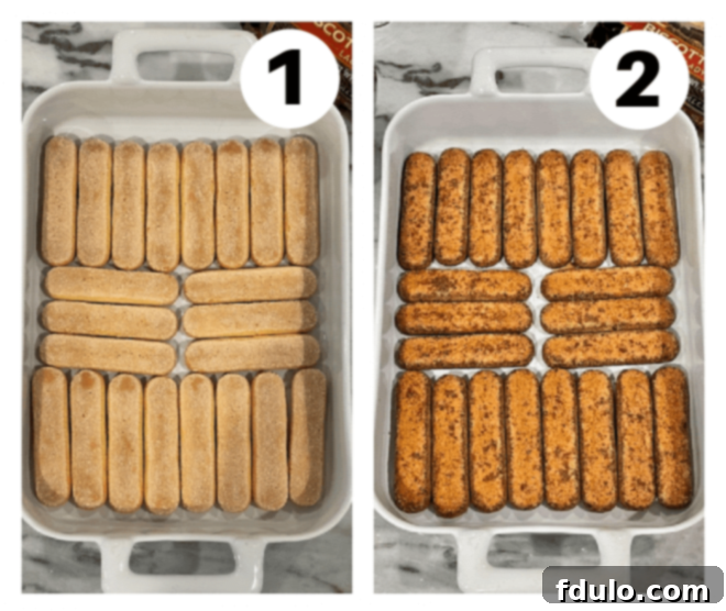 Unlock the Secret to Perfect Tiramisu 4 Tiramisu process shots numbered 1,2.