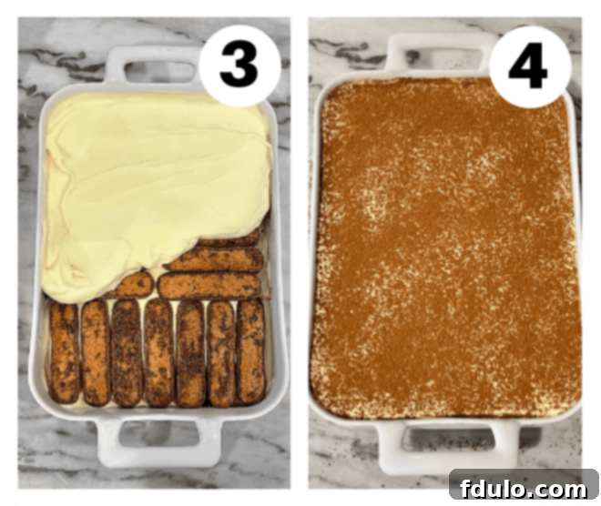 Unlock the Secret to Perfect Tiramisu 5 Tiramisu process shots numbered 3, 4.
